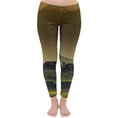 Mountains Village Trees Hills Classic Winter Leggings