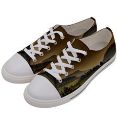 Mountains Village Trees Hills Men s Low Top Canvas Sneakers by Sarkoni