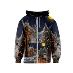 Christmas Landscape Kids  Zipper Hoodie by Sarkoni