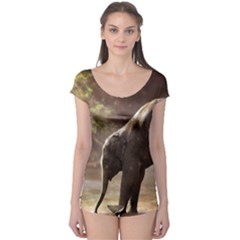 Baby Elephant Watering Hole Boyleg Leotard  by Sarkoni