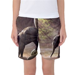 Baby Elephant Watering Hole Women s Basketball Shorts by Sarkoni