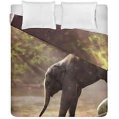 Baby Elephant Watering Hole Duvet Cover Double Side (california King Size) by Sarkoni