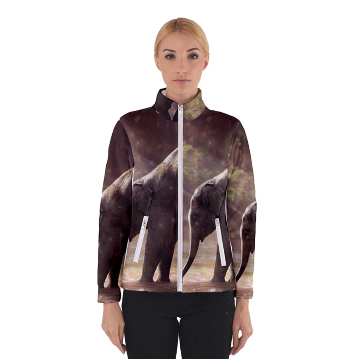 Baby Elephant Watering Hole Women s Bomber Jacket