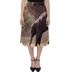 Baby Elephant Watering Hole Classic Midi Skirt by Sarkoni