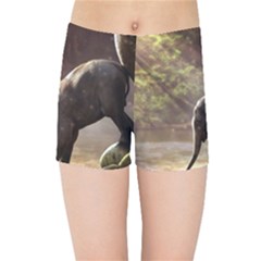 Baby Elephant Watering Hole Kids  Sports Shorts by Sarkoni