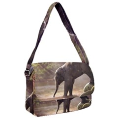 Baby Elephant Watering Hole Courier Bag by Sarkoni