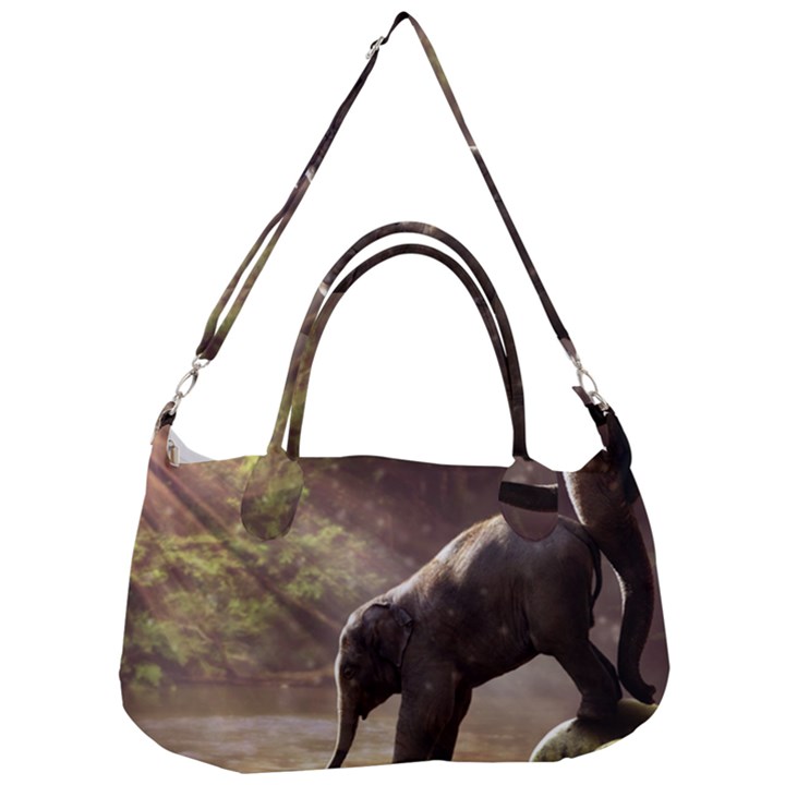 Baby Elephant Watering Hole Removable Strap Handbag