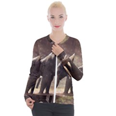 Baby Elephant Watering Hole Casual Zip Up Jacket by Sarkoni