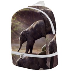 Baby Elephant Watering Hole Zip Bottom Backpack by Sarkoni