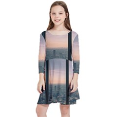 Shibuyasky Shibuya Tokyo Japan Kids  Quarter Sleeve Skater Dress by Sarkoni