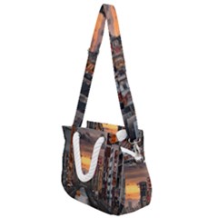 River Buildings City Urban Rope Handles Shoulder Strap Bag by Sarkoni