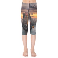 River Buildings City Urban Kids  Capri Leggings  by Sarkoni