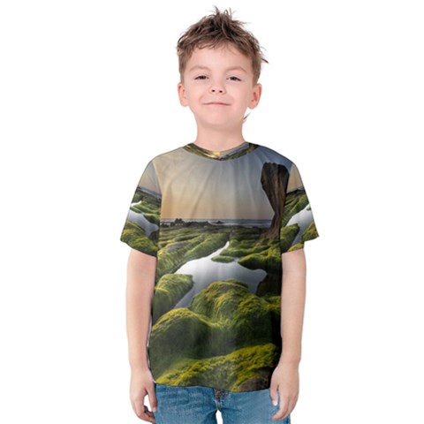 Coast Algae Sea Beach Shore Kids  Cotton T-shirt by Sarkoni