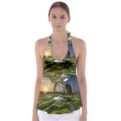 Coast Algae Sea Beach Shore Tie Back Tankini Top by Sarkoni