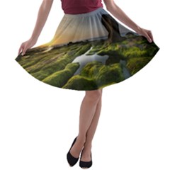 Coast Algae Sea Beach Shore A-line Skater Skirt by Sarkoni