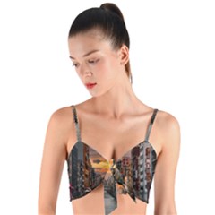 River Buildings City Urban Woven Tie Front Bralet by Sarkoni