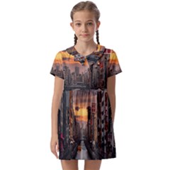 River Buildings City Urban Kids  Asymmetric Collar Dress by Sarkoni