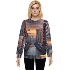 River Buildings City Urban Hidden Pocket Sweatshirt by Sarkoni