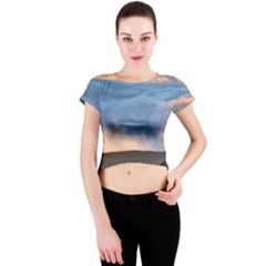 Landscape Sky Clouds Mountain Road Crew Neck Crop Top