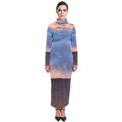 Landscape Sky Clouds Mountain Road Turtleneck Maxi Dress by Sarkoni