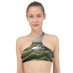 Coast Algae Sea Beach Shore High Neck Bikini Top by Sarkoni