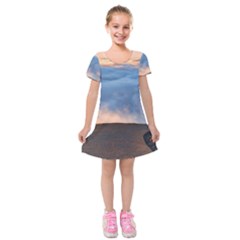 Landscape Sky Clouds Mountain Road Kids  Short Sleeve Velvet Dress by Sarkoni