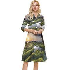 Coast Algae Sea Beach Shore Classy Knee Length Dress by Sarkoni