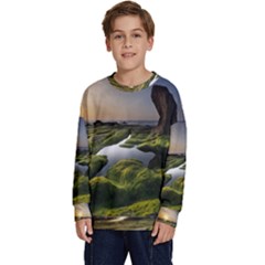 Coast Algae Sea Beach Shore Kids  Crewneck Sweatshirt by Sarkoni