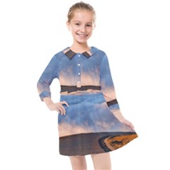 Landscape Sky Clouds Mountain Road Kids  Quarter Sleeve Shirt Dress by Sarkoni