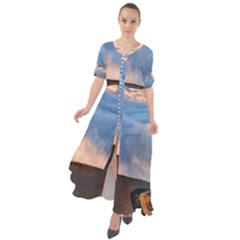 Landscape Sky Clouds Mountain Road Waist Tie Boho Maxi Dress by Sarkoni