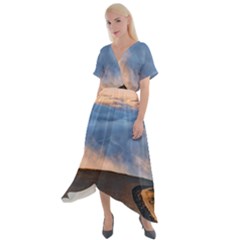 Landscape Sky Clouds Mountain Road Cross Front Sharkbite Hem Maxi Dress by Sarkoni