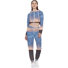 Landscape Sky Clouds Mountain Road Cropped Zip Up Lounge Set by Sarkoni