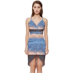 Landscape Sky Clouds Mountain Road Wrap Frill Dress by Sarkoni