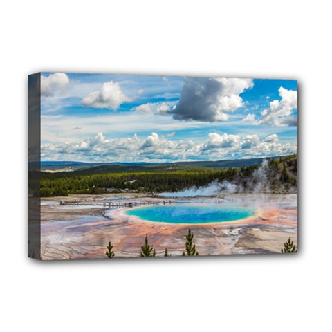 Mountains Trail Forest Yellowstone Deluxe Canvas 18  X 12  (stretched) by Sarkoni