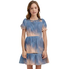 Landscape Sky Clouds Mountain Road Kids  Puff Sleeved Dress by Sarkoni