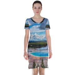 Mountains Trail Forest Yellowstone Short Sleeve Nightdress by Sarkoni