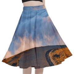 Landscape Sky Clouds Mountain Road A-line Full Circle Midi Skirt With Pocket by Sarkoni