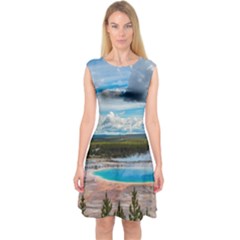 Mountains Trail Forest Yellowstone Capsleeve Midi Dress by Sarkoni