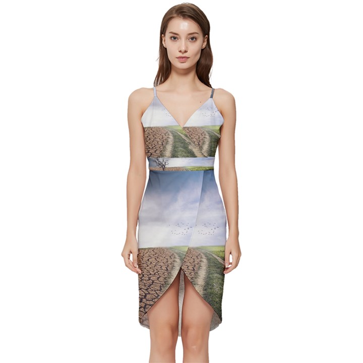 Climate Landscape Wrap Frill Dress