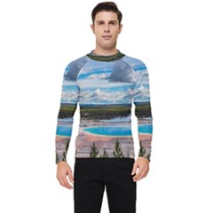 Mountains Trail Forest Yellowstone Men s Long Sleeve Rash Guard by Sarkoni