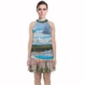 Mountains Trail Forest Yellowstone Velvet Halter Neckline Dress  View1