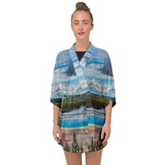 Mountains Trail Forest Yellowstone Half Sleeve Chiffon Kimono by Sarkoni