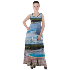 Mountains Trail Forest Yellowstone Empire Waist Velour Maxi Dress by Sarkoni