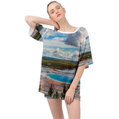 Mountains Trail Forest Yellowstone Oversized Chiffon Top by Sarkoni