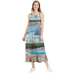 Mountains Trail Forest Yellowstone Boho Sleeveless Summer Dress by Sarkoni