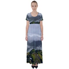 Residential Paddy Field Step Cloud High Waist Short Sleeve Maxi Dress by Sarkoni