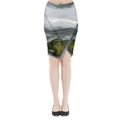 Residential Paddy Field Step Cloud Midi Wrap Pencil Skirt by Sarkoni