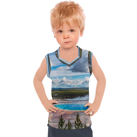 Mountains Trail Forest Yellowstone Kids  Sport Tank Top by Sarkoni