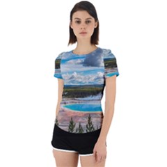 Mountains Trail Forest Yellowstone Back Cut Out Sport T-shirt by Sarkoni