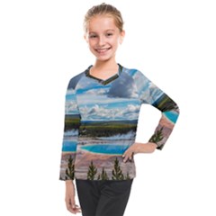 Mountains Trail Forest Yellowstone Kids  Long Mesh T-shirt